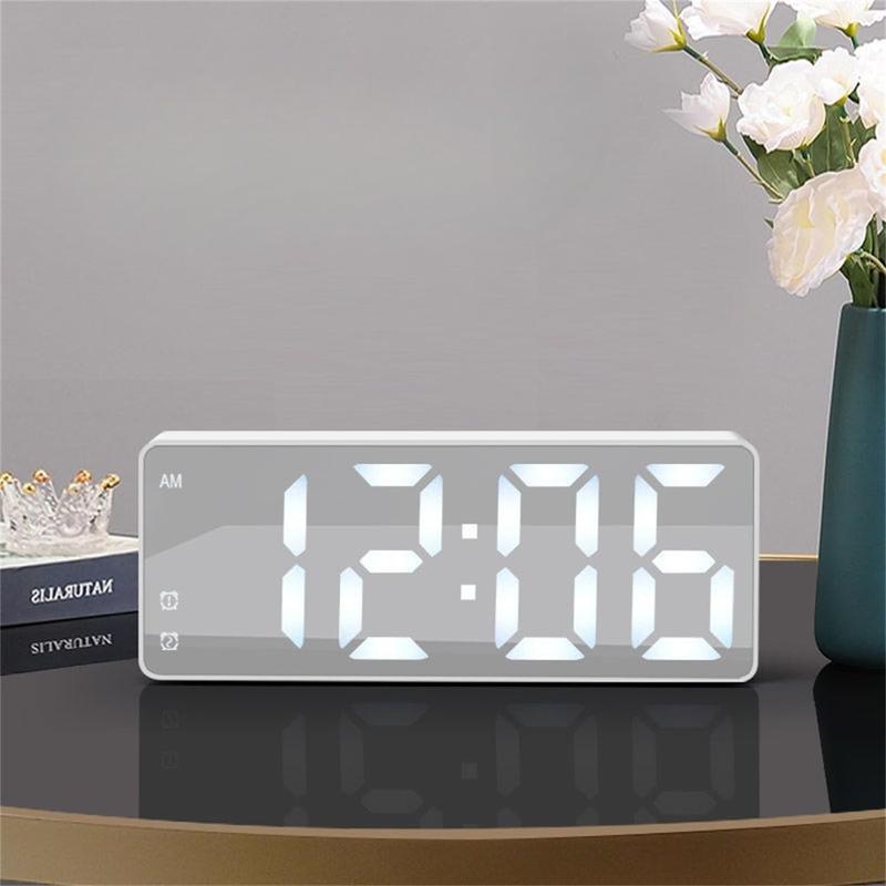 Mini Size Mirror LED Clock Simplicity Colorful Alarm Clocks Ultra Portable Travel Bedroom Bedside Clock 12/24H Display 6.3inches Large Display LED Digital Snooze Time Date Temperature Memory 3 Brightness Adjustable USB/Battery Powered Living Office Desk Mini Size Mirror LED Clock Simplicity Colorful Alarm Clocks Ultra Portable Travel Bedroom Bedside Clock 12/24H Display 6.3inches Large Display LED Digital Snooze Time Date Temperature Memory 3 Brightness Adjustable USB/Battery Powered Living Office Desk