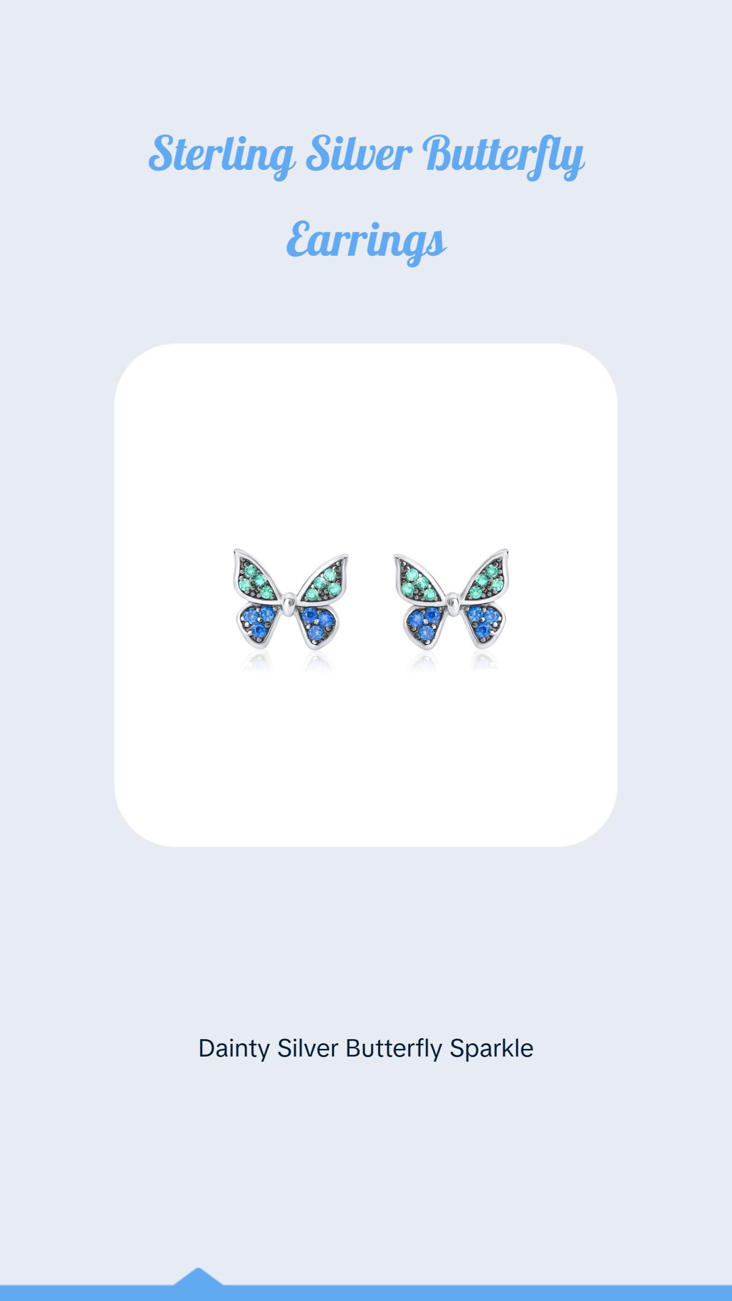 Dainty Monarch Butterfly Sterling Silver Butterfly Earrings