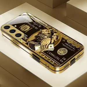 Suitable for Galaxy S24 Plus case new luxury gold-plated high-definition glass phone case, skin friendly, comfortable, shockproof, scratch resistant, affordable all inclusive phone cases-D67