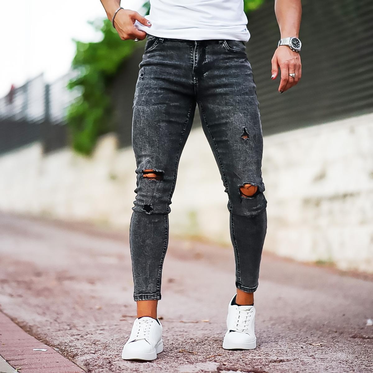 GINGTTO Men's Ripped Skinny Jeans Fashion Slim Fit Stretch Denim Jeans Pants