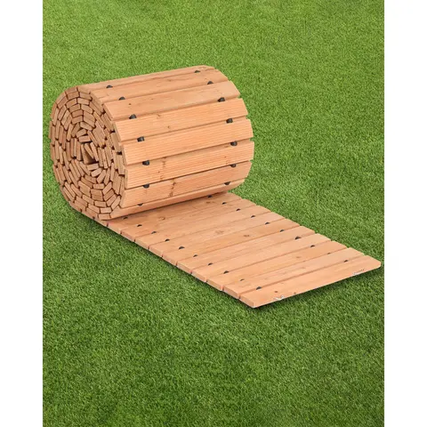 VEVOR Durable Cedar Roll-Out Garden Pathway, Rust-Resist Rope Connection, Rolls Out to 288in Long x 17in Wide Walkway, Wet-Grip Safety Non-Slip Surface, Patio & Backyard Wedding Decor