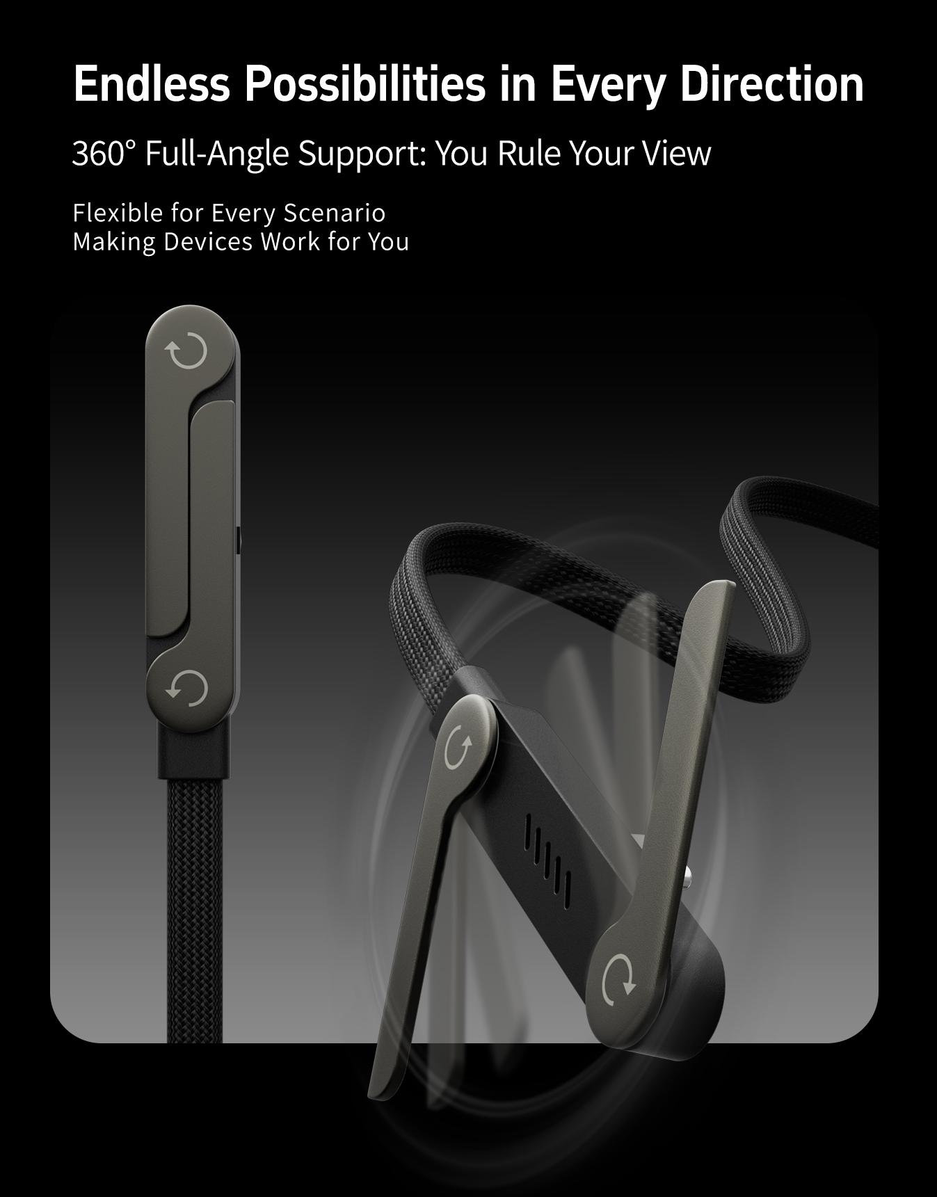 Basemo 240W Super Fast Charging Cable with Stand for iPhone Samsung Type-C Compatible Gaming Office Car Travel Black Cellphone Smartphone Mount Lightning