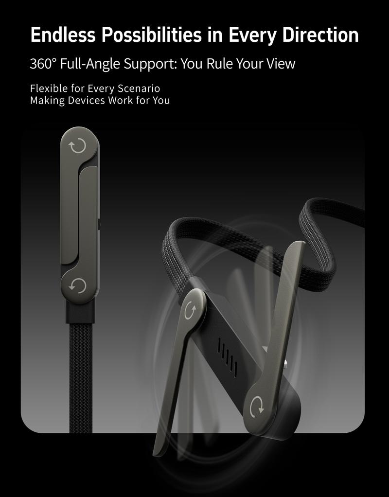 Basemo 240W Super Fast Charging Cable with Stand for iPhone Samsung Type-C Compatible Gaming Office Car Travel Black Cellphone Smartphone Mount Lightning