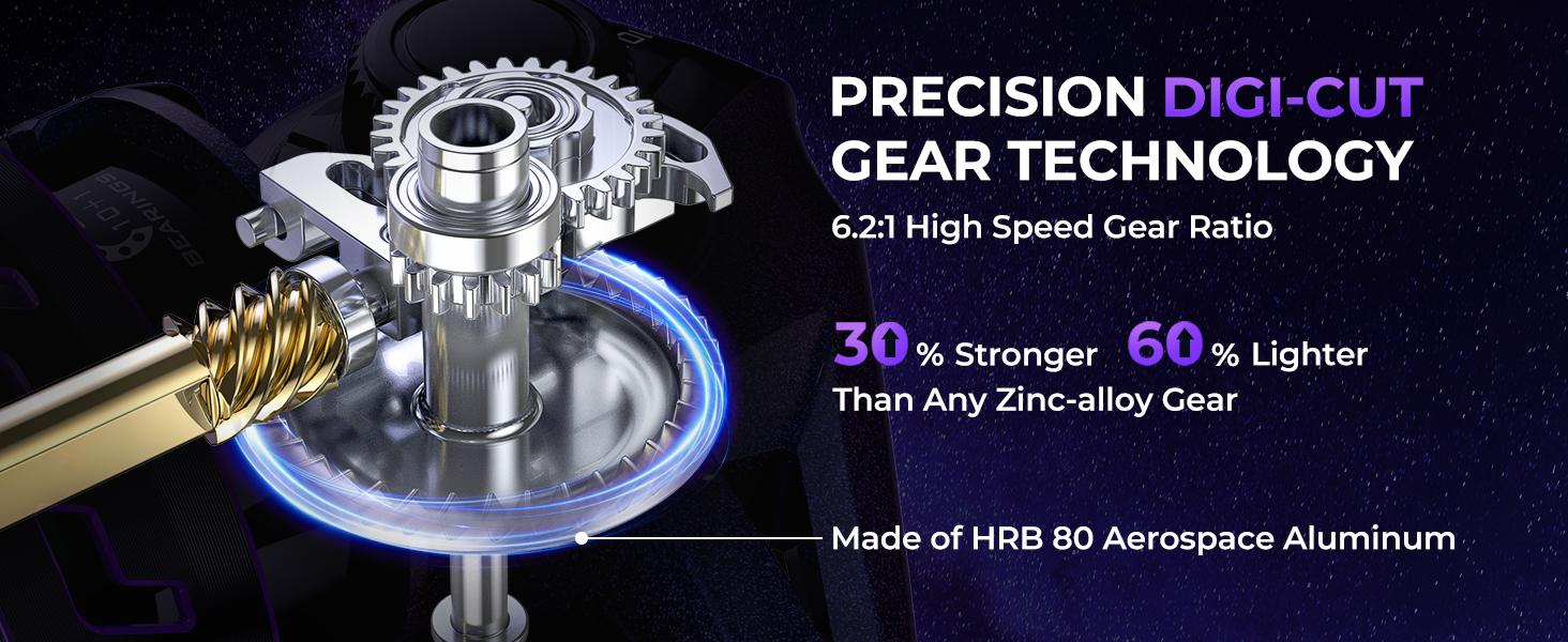 KastKing Royale Legend Pro Spinning Fishing Reel, Lightweight Yet Powerful, Digi-Cut Aluminum Gear, Aerodynamic Reel Rotor, 6.2:1 Gear Ratio, 25LBs Max Drag, TPE Handle Knobs, Unique Celestial Color