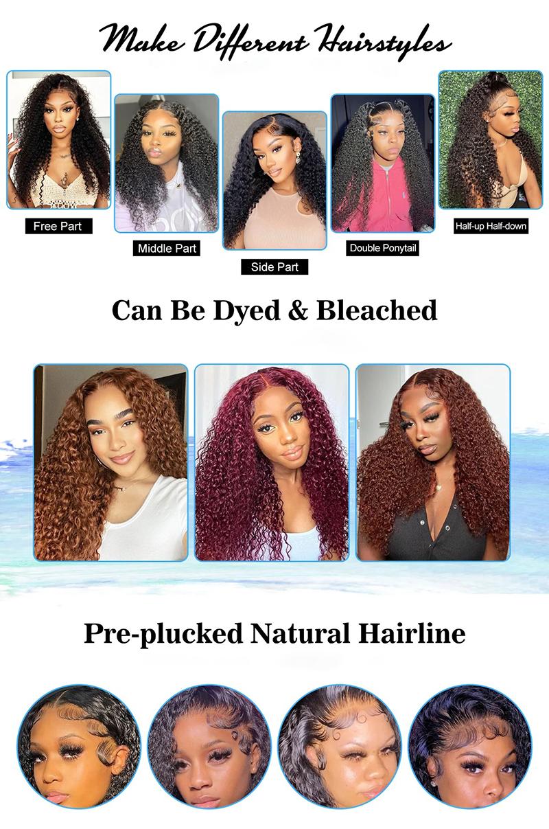 MORE FACE Kinky Curly Lace Front Wigs 13x4 Transparent Lace Frontal Wigs Human Hair Pre Plucked With Baby Hair