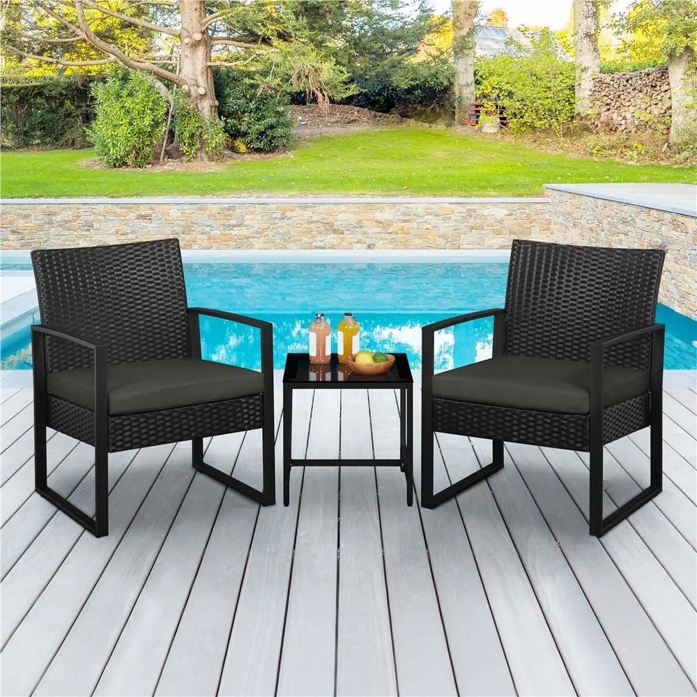 Costoffs 3-Piece Modern PE Rattan Outdoor Furniture Set – Patio Chairs & Table, Ideal for Balcony, Patio, Bistro Use, Patio Furniture Sets,summerwins,outdoorfurnitureset