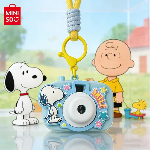 Miniso Snoopy Cartoon Character Keychain - Camera-Themed Colorful Key Charm, Casual Women's Fashion Accessory, Gift-Ready Pendant for Backpacks/Keys