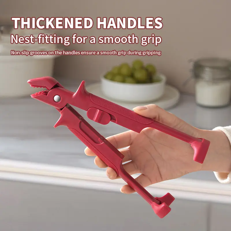 ROZINO Anti-Scald Clip with Thickened Handles for Smooth Grip Non-Slip Grooves Kitchen Tool Red Multi-Functional Safe & Easy Clean Bowl Clamp Curve Curve Dish Hanging Portable Set Set Storage