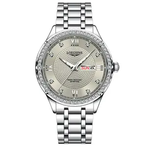 LOEGSINS Men's Multifunction Watch, Luminous Dial, Simulated Functionality, 50 m Water Resistant, Mechanical Movement, Scratch-Resistant and Durable, Stainless Steel Material, 2-Year Warranty