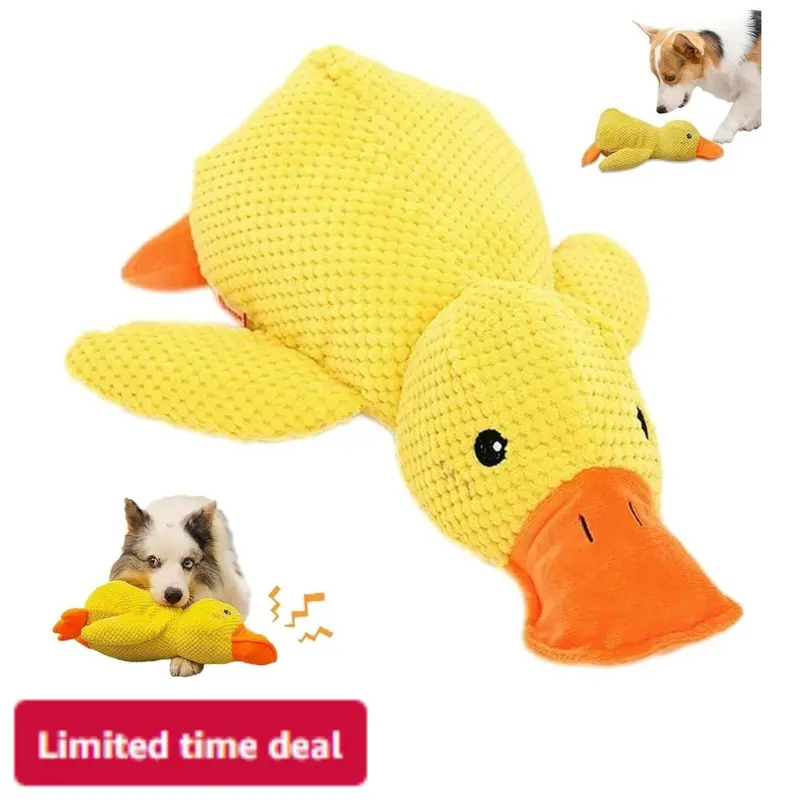 MRWJ Cute Duck Animal Print Squeaky Plush Dog Toy - 35cm, Durable, Soft, Easy Handling, Interactive Chew Toy for Furry Friends, Fast Delivery, Gentle Feel, Ideal for Indoor Play to Build a Playful Environment
