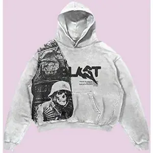 Vintage Y2K Hoodie Gothic Casual Letter Explosion Print Pattern Skull Fashion Hoodie Men's Harajuku Men's Clothing