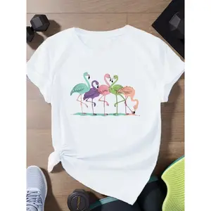 expressions five flamingos in a row Women'S Plus Size Sports Short Sleeve T-Shirt