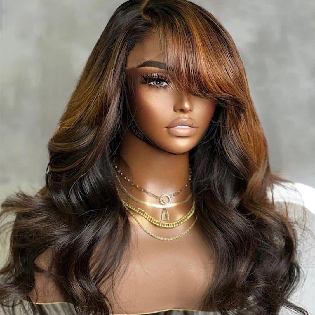 KEPHARE Wear and Go Glueless Wigs 100% Human Hair Body Wave With Honey Blonde Highlights 5x5 HD Lace Pre Plucked Pre Cut Lace Closure Wigs for Black Women 180% Density Natural Black With Skunk Stripe KEPHARE HAIR