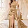 Miusol 55630A Women's Elegant Halter Sequin Lace Satin Maxi Dress with High Split Ruched Style for Evening Parties & Special Occasions Women's Formal Party Dress