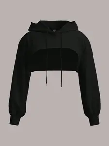 EZwear Plus Size Super Cropped Sweatshirt – Casual Knit Athleisure Pullover