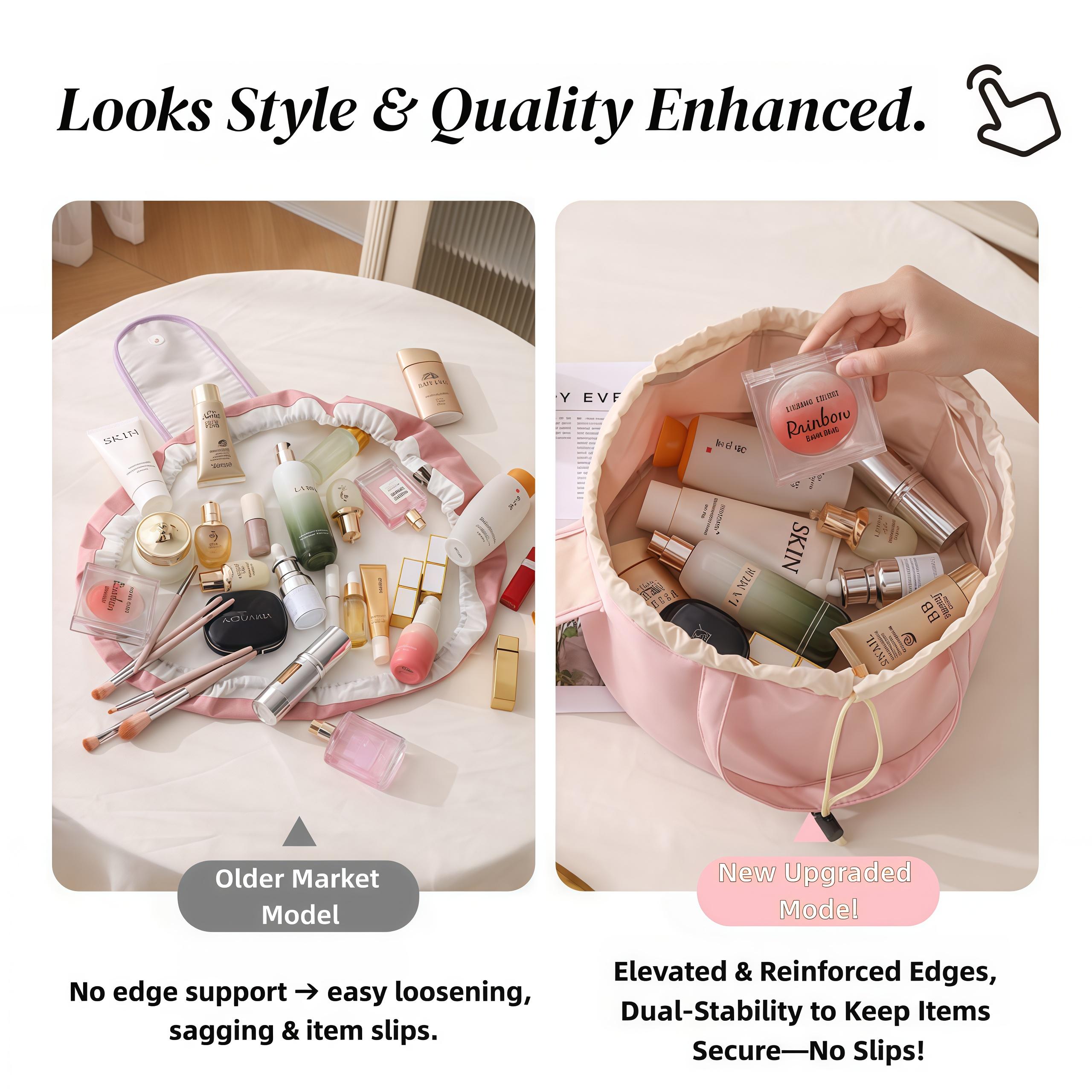 All in One Lazy Drawstring Waterproof Drawstring Makeup Bag with Large Capacity for Girls and Women Ideal for Home Business Trips Travel Organized Storage Hub Compact Design Stylish Durable drawstring purse.Christmas gift clear cosmetic everyday makeup