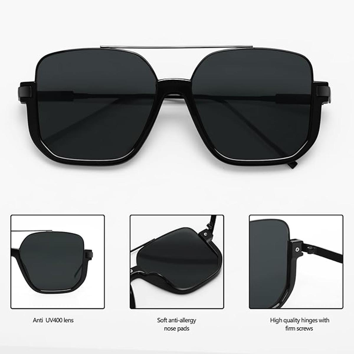 Unisex Classic All-match Tinted Lens Aviator Sunglasses, His and Hers Gifts, Summer Vintage Trendy Glasses, for Men Women Driving Sun glasses Polarized Lens UV Blocking