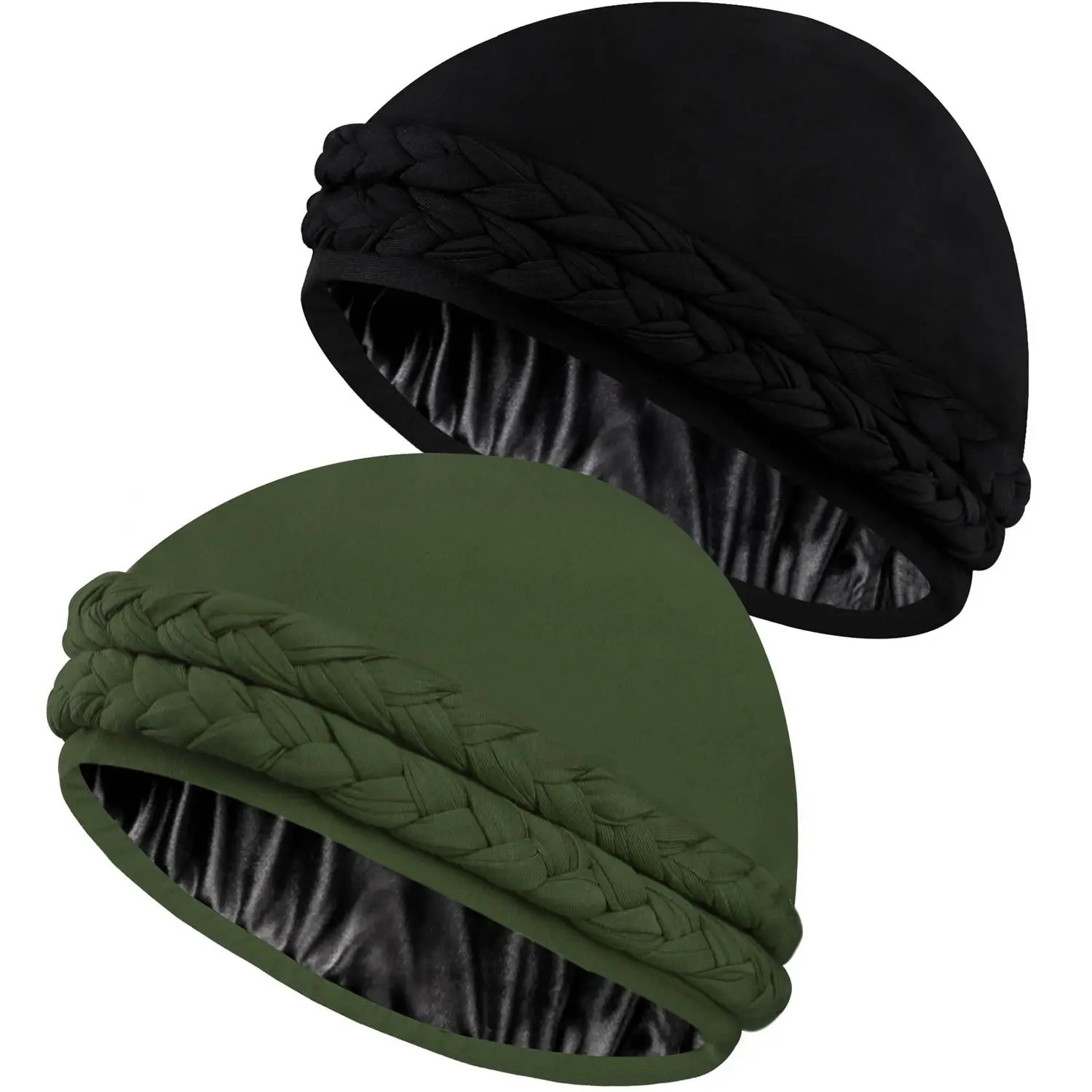 1pack/2pack Soft Silk Satin Halo Turban Wrap - Pre-Tied Skull Caps for Men & Women - Comfortable Bonnets for Hair Loss & Stylish Everyday Wear