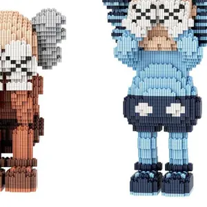 DIY Small Bear Blue Standing+Brwon Sitting Bear Series Building Blocks Toy set