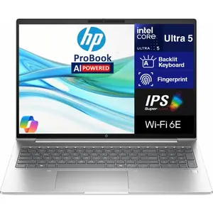 HP Probook 460 AI Powered Business Laptop 16.0" IPS FHD+ Display,Intel Ultra 5 125U (beats i5-1335u),16GB DDR5,512GB PCIe SSD,Intel Graphics,Backlit KB,Fingerprint,WiFi 6E,Webcam, Win 11 Pro Pike Silver