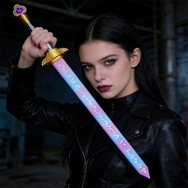K-Pop Anime Style Rumi Sword: High-Detail 3D Printed Cosplay Prop with Intricate Core Pattern – Safe Material Weapon Replica for Conventions, Cosplay Events, and Anime Fans with Bonus Cute Keychain
