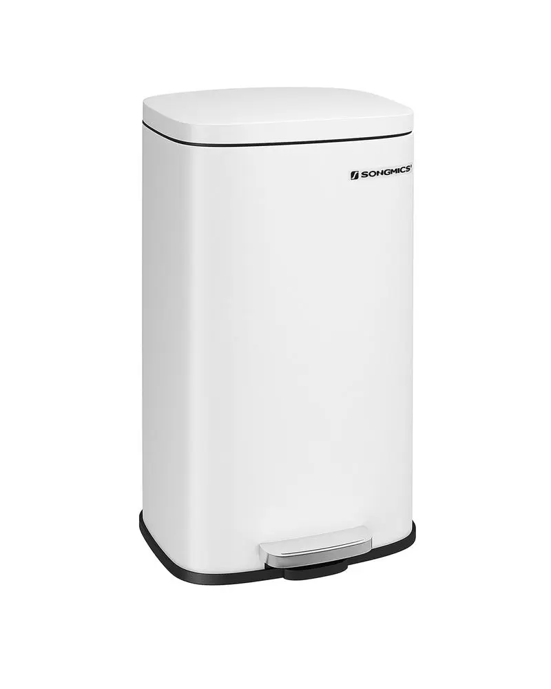 SONGMICS HOME 8 Gal (30L) Slim Size Durable Stainless Steel Kitchen Trash Can with Lid - Soft-Close Step-On Pedal, Odor-Sealing Containment, Removable Inner Bucket, 2-Way Open, Hidden Conveniences