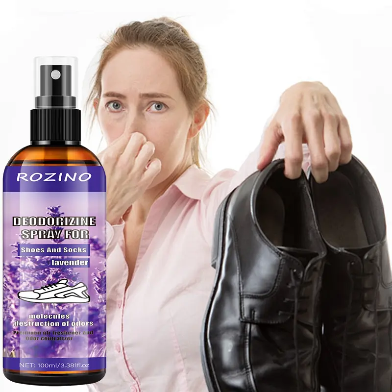 Rozino Deodorizing Spray for Shoes & Socks Lavender Scent Odor Eliminator for Sneakers Boots Lockers Gym Bags 100ml Freshener, Footwear, Shoe Deodorizer, Foot Odor Solutions