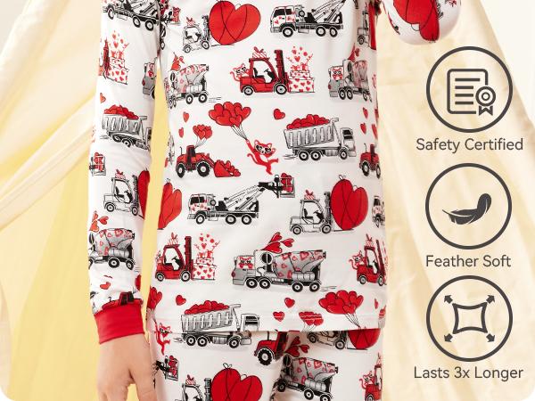 babee Reshinee Moisture-wicking Bamboo Pajama sets for Toddler Boys Girls,Temp-Sensing Babys Kids 2pcs Pjs,Long-Sleeve Snug Fit Sleepwear 12M-8Y Sets,Valentine's Day gift