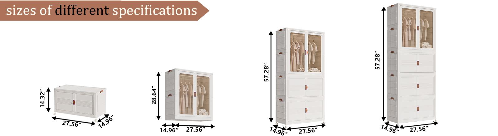 Space-Saving Folding Storage Cabinet Stackable Storage Organizer Bins with Wheels – Foldable Plastic Cabinet with Magnetic Door for Closet, Bedroom & Kitchen