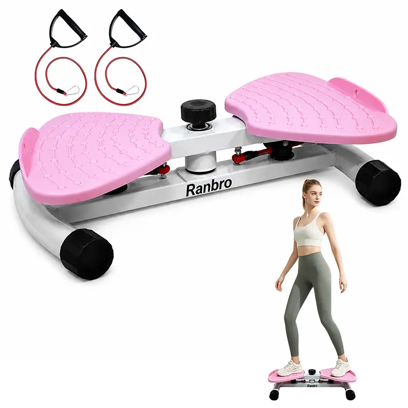 Ranbro Waist Twist Machine - Silent Twisting Double Boards, Wide Feet-Apart Design, Double Non-Slip Sturdy Base, 330lbs Capacity, Resistance Bands, Adjustable Multi-Functional Gear, Core Fitness for Home Gym Stomach Workout Equipment