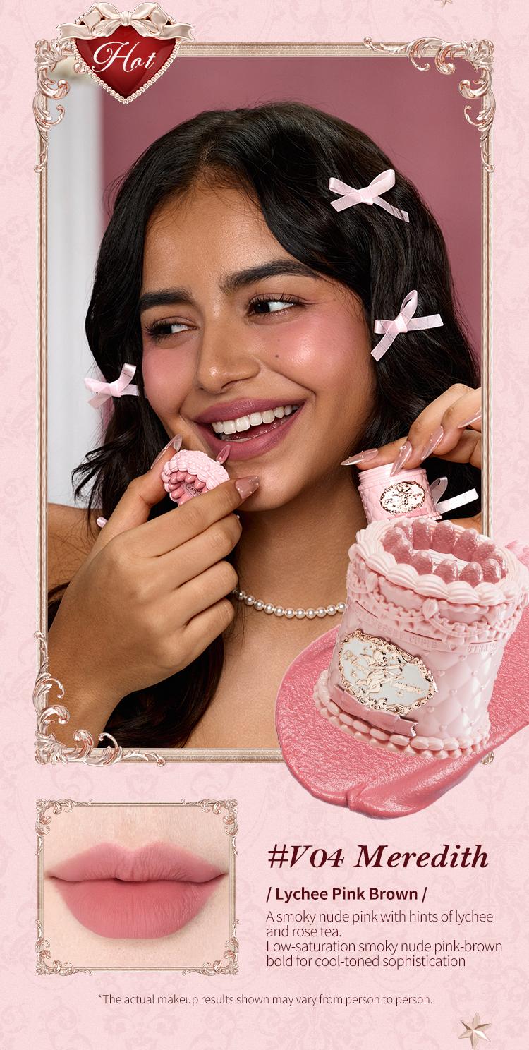 Flower Knows Strawberry Cupid Collection Cake Lip Cream, Smooth Matte Lip Cream, Long Lasting, Non-Stick Cup Lip Clay, Smudge Proof, High Pigment, Moisturizing, Summer Makeup Gift, Makeup Beauty Cosmetics