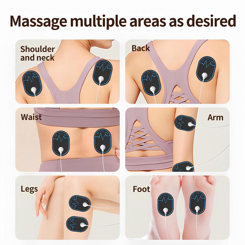 All-Round Muscle Relaxation, Long-Lasting 40-Hour Battery, Body Pulse Massager Portable Electric Stimulators 6 Timed Modes and 10 Massage Patterns with Reusable 8 or 4 Pads TENS EMS Unit for Back, Shoulder, Neck, Sciatica Massage, for Daily Comfort