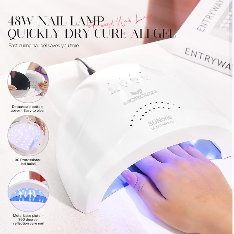 MOROVAN 8 Colors Poly Gel Nail Starter Kit - with U V Lamp 48W Complete Poly Gel Kit for Beginners with Everything Professional