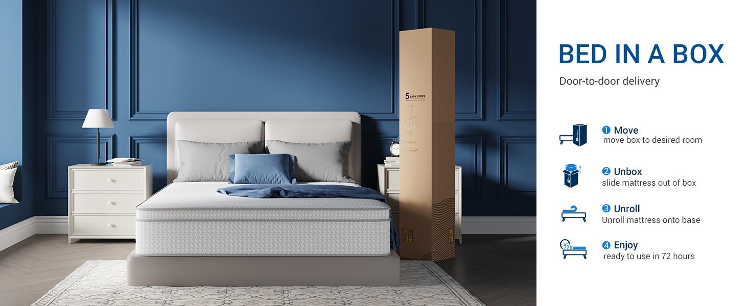 Avenco Snug Memory Foam Mattress with SmartS Coil Springs Flippable Double-Sided Sleep AirBreeze Cover 6/8/10/12/14 Inch Medium Foam for Cool Sleep Twin Full Queen King Sizes