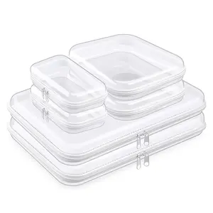 6 Pcs Clear Hard Shell Zipper Case - Transparent Waterproof Toiletry Organizer, Portable Travel Organizer Containers, Toy Storage Organizer Bins, Dustproof Plastic Pouches for Snack Bag, Cosmetics, Pencil Case, Diaper Bag, Toiletry Bag, Gifts for gf