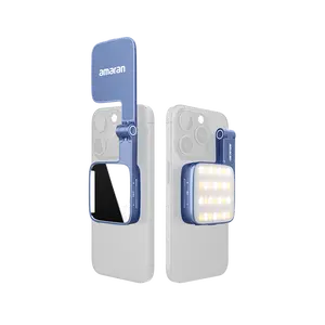 amaran Go Compatible with MagSafe Mini Phone Light,Rechargeable Portable Mirror LED Phone Light for Selfie,Makeup,Video Conference,TikTok,Compatible with iPhone&Android (Blue)