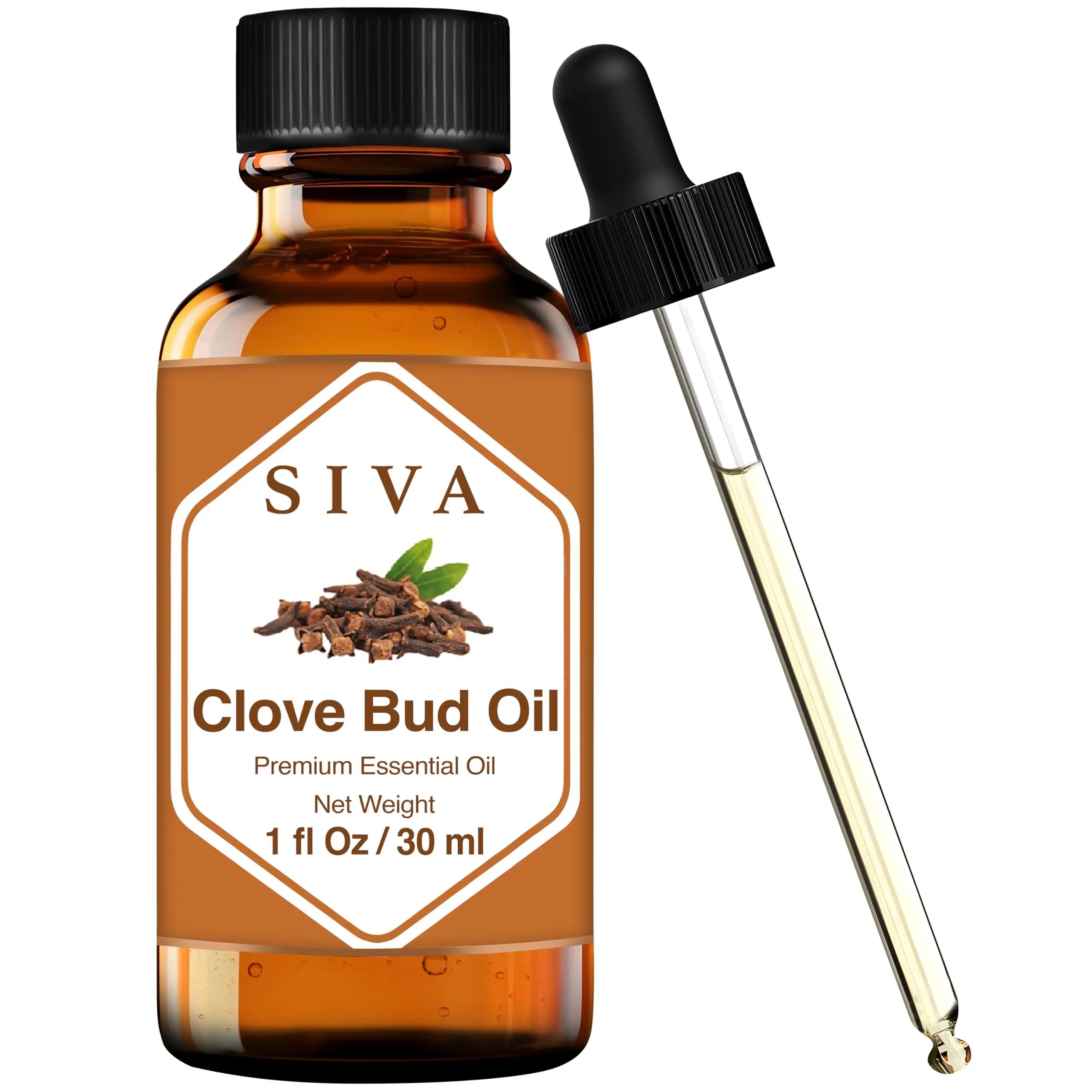 SIVA Multifunctional Natural Clove Bud Essential Oil - 1 Fl Oz (30ml) Pure Extract Therapeutic Liquid with Dropper, Organic Oil for Aromatherapy, Scalp & Hair Use, Supports Wellness Routines, Ideal for Diffuser, Massage, Skin Care, Organic Essential Oils