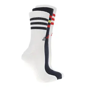 adidas Mens Three Stripes 3-Pack Crew Socks Casual - Black, White