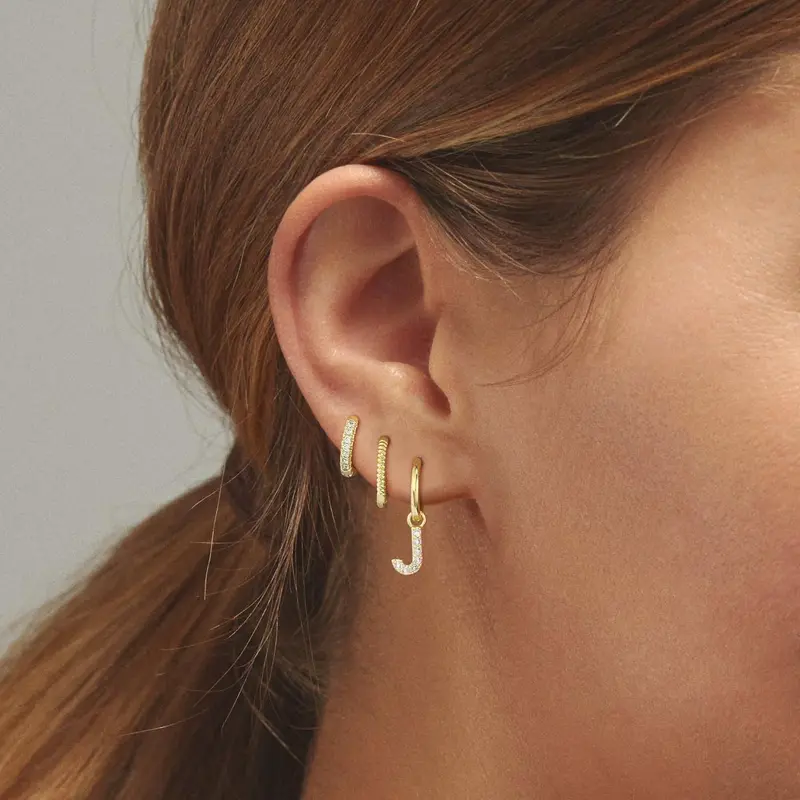 VENOCO Women's 14K Gold Metal Coating Chunky Hoop Earrings - Hypoallergenic Initial Letters Thick Monogram Statement Jewelry for Sensitive Ears, Christmas Gifts
