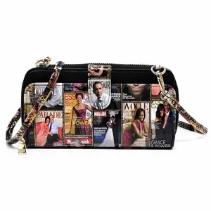 Michelle Obama Magazine Cover Collage Cell Phone Purse Wallet Smartphone Crossbody Wallet Travel Multifunction Phone Case