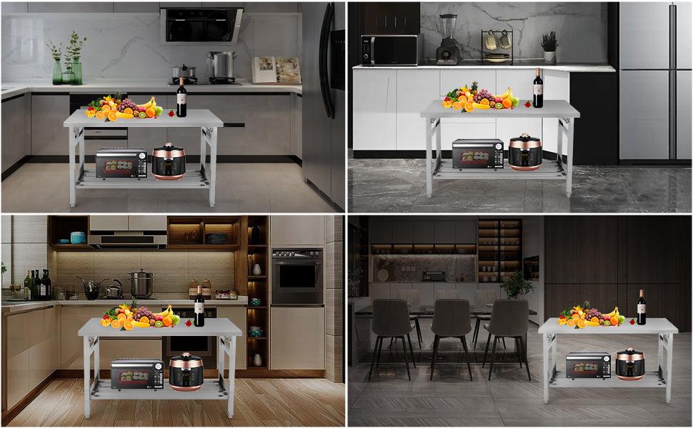 【GARVEE】48 x 30 Inches Stainless Steel Folding Table with NSF Certification, Commercial Kitchen Prep Table Featuring Under Shelf, Ideal for Restaurant and Home Use