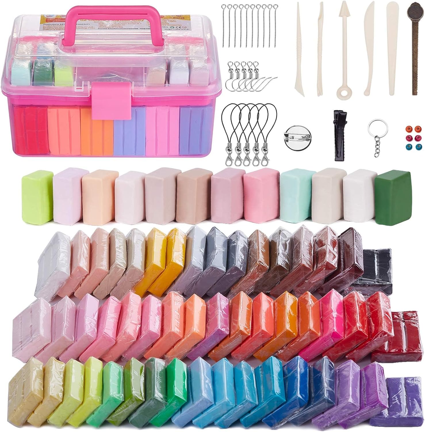 46/62/88/100 Pcs Polymer Clay Kit Creative Moldable Clay for Kids DIY Starter Kits Oven Baked Model Clay Non-Sticky with Sculpting Tools Craft Supplies Unique Gift for Children & Artists - Colorful Marker Set