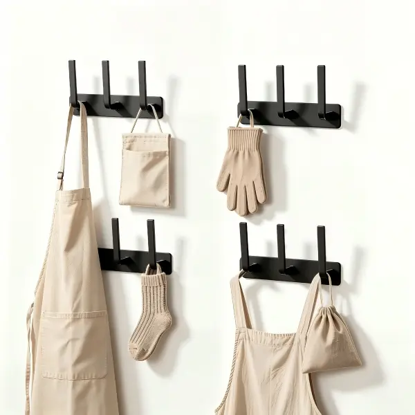 3 Hooks Matte Black Bathroom Towel Hooks Mounted Wall Adhesive Heavy Duty Farmhouse Bath Coat Stick on Rack Hat Wall Hook Sticky Black Kitchen Robe Rack Coat Hook Black 3 Hooks Rack Towel for Bathroom