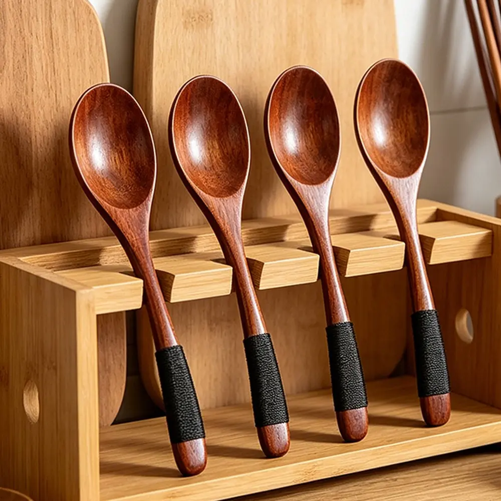 4/6 Piece Japanese Creative Wooden Spoons, Natural Eco-Friendly Soup Spoon, Sweetener Spoon, Baking Spoon Set/Cooking Spoon Set/Serving Spoon Set, Tableware Set, Kitchen Utensils Set, Cooking Tools, Wood Spoons For Cooking