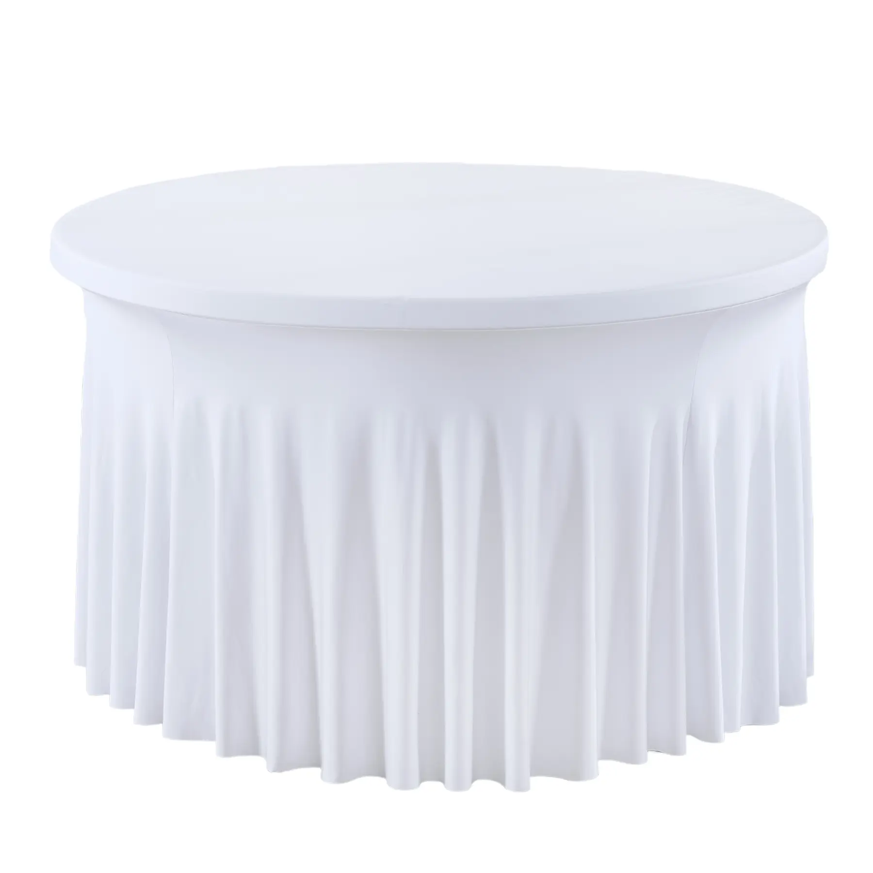 Stretch Fitted Round Polyester Tablecloth - 4-6FT Multi-Size, Wrinkle-Free, Machine-Washable, Reusable, Slip-On Secure Party Supplies Set for Home Festive Room Decor, Romance Occasions