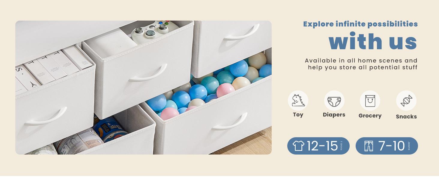 Cupboards Cabinets Dresser - Fabric Storage Tower with 5 Drawers, Bedroom Organizer, Chest of Drawers for Closet, Entryway, Versatile Design