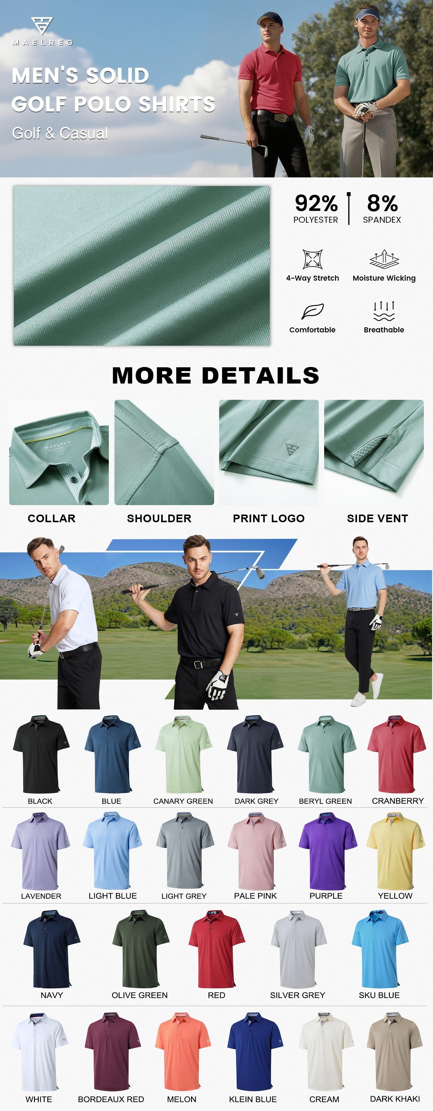 MAELREG Mens Polo Shirts Short Casual Dry Fit Performance Designed Collared Golf Polo Shirts for Men Plus Size Men's Tops SpringStatements