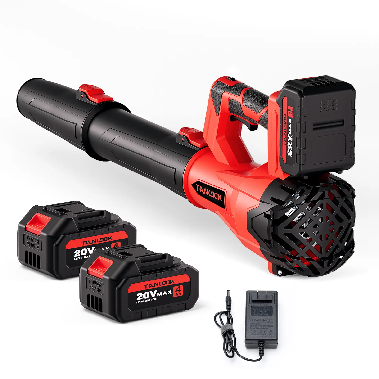 TANLOOK Cordless Portable High-Power Electric Leaf Blower - 580 CFM, 160 MPH, 2×4Ah Batteries Included, Adjustable Speed - High Airflow for Leaves, Snow, Car Surfaces - Ideal Garden Tool for Autumn/Winter Care HC7, Speed Adjust