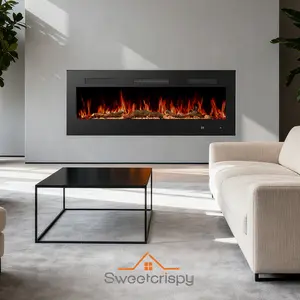 60"Electric Fireplace, 1500W, 13 Adjustable Flame Colors, 12-Hour Timer, Low-Noise Design, Supports Wall-Mounted/Freestanding/Built-In Installation