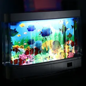 LED Dynamic Artificial Fish Tank Light Aquarium Sensory Lamp with Realistic Lifelike Fish for Home Office Stress Relief